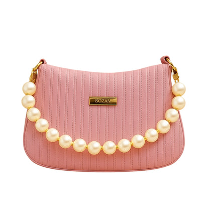 Taupe Pearl Strap Sling Bag - Elegant Shoulder Handbag for Women