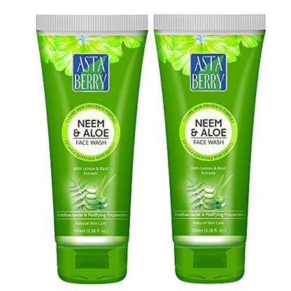 :  🌿 Astaberry Neem & Aloe Face Wash – 100ml Clear Skin | Prevents Pimples | Antibacterial & Purifying Properties Pack of 2(100X2)