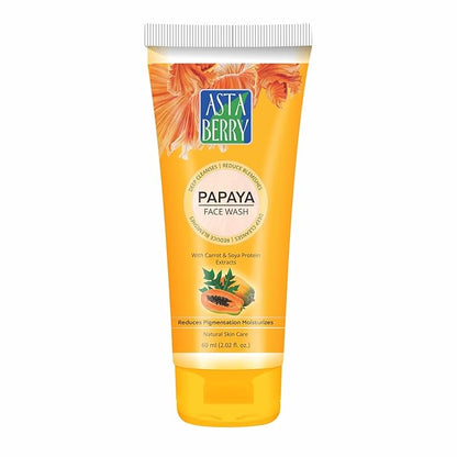 Astaberry Papaya Face Wash – 100ml Deep Cleansing | Helps Reduce Blemishes | With Carrot & Soy Protein Extract Pack of 2 (100X2)