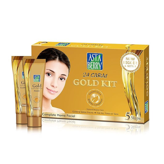 AstaBerry 24 Carat Gold Kit – Complete Home Facial (5 Steps) Product Description: