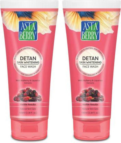 :  🌟 Astaberry Detan Skin Whitening Face Wash – 100ml Moisturizes & Lightens Skin Complexion | With Mulberry & Liquorice Extracts Pack of 2 (100X2)
