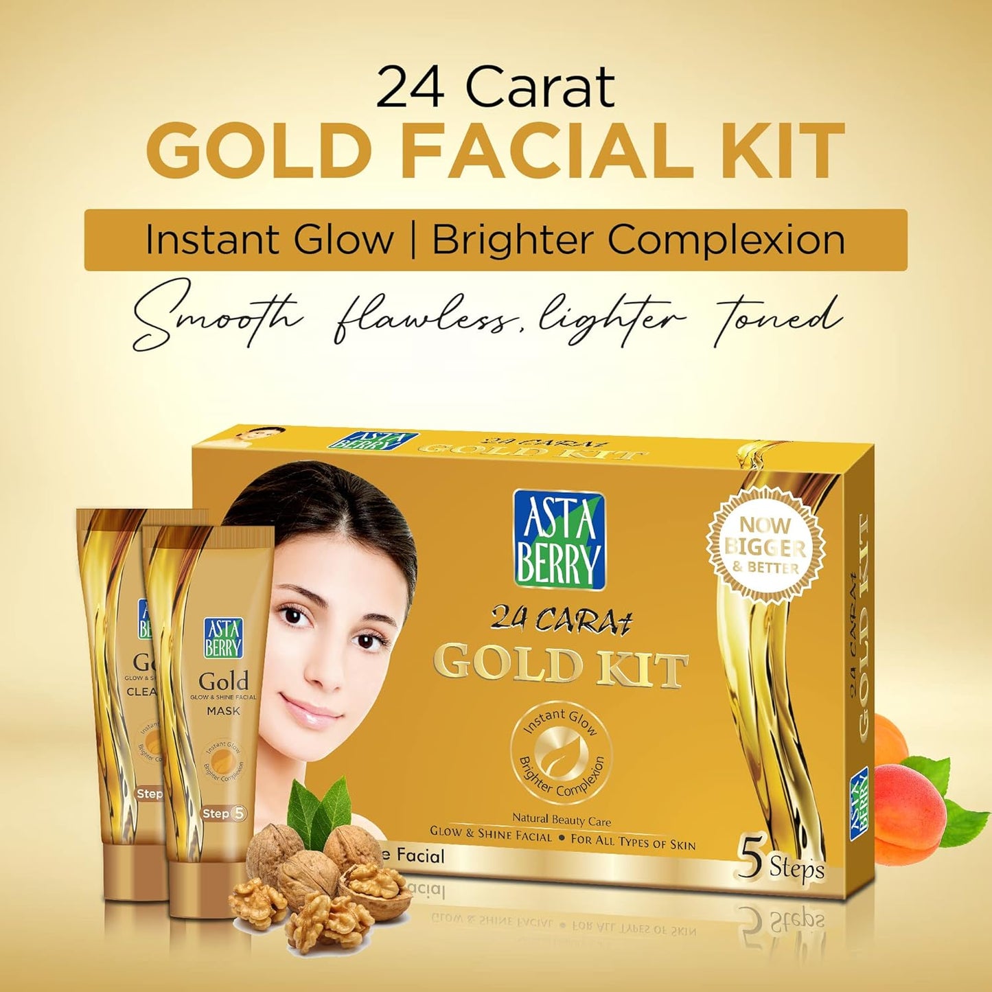 AstaBerry 24 Carat Gold Kit – Complete Home Facial (5 Steps) Product Description: