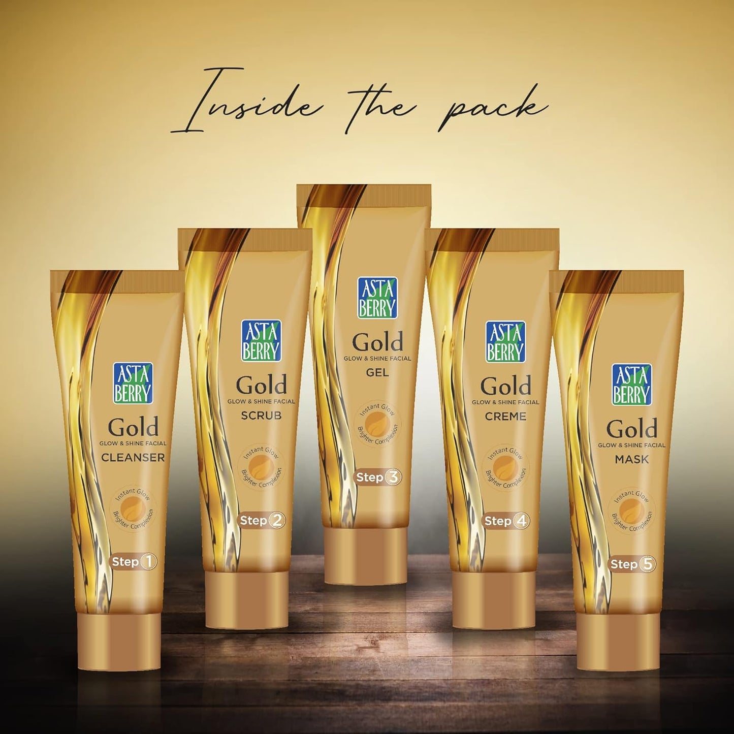 AstaBerry 24 Carat Gold Kit – Complete Home Facial (5 Steps) Product Description:
