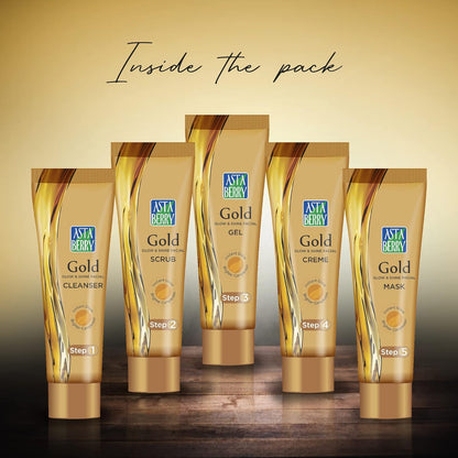 AstaBerry 24 Carat Gold Kit – Complete Home Facial (5 Steps) Product Description: