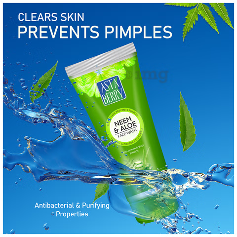 :  🌿 Astaberry Neem & Aloe Face Wash – 100ml Clear Skin | Prevents Pimples | Antibacterial & Purifying Properties Pack of 2(100X2)