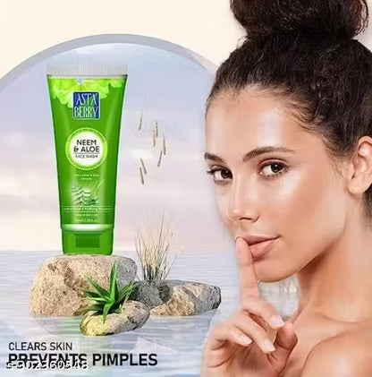 :  🌿 Astaberry Neem & Aloe Face Wash – 100ml Clear Skin | Prevents Pimples | Antibacterial & Purifying Properties Pack of 2(100X2)
