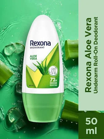 Rexona Aloe Vera Roll-On Deodorant – 72H Odour Protection, Gentle Care Pack of 2 (50ml X 2 )