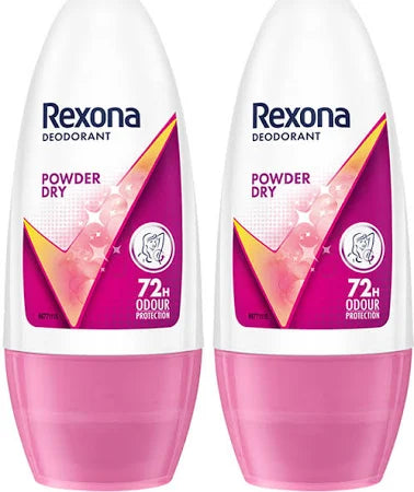 Rexona Powder Dry Roll-On Deodorant – 72H Odour Protection Pack of 2 (50ml X 2)